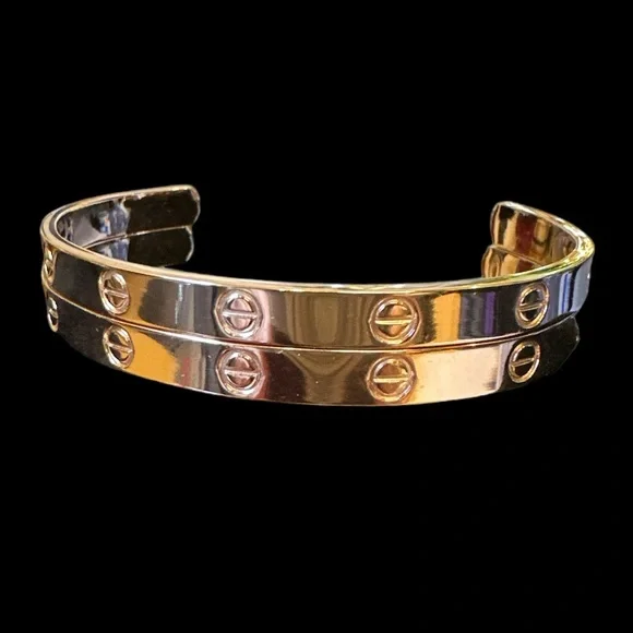 WHAT is Love Titanium Cuff Bracelet - Silver, Gold and Rose Gold 7” Adju… - Picture 8 of 9
